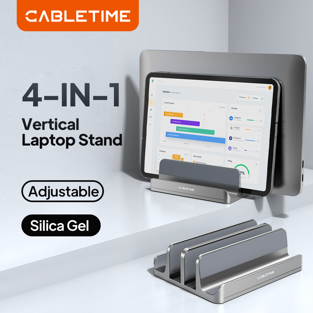 Vertical Laptop Stand - CABLETIME Dikey Dizüstü Bilgisayar Standı Alüminyum