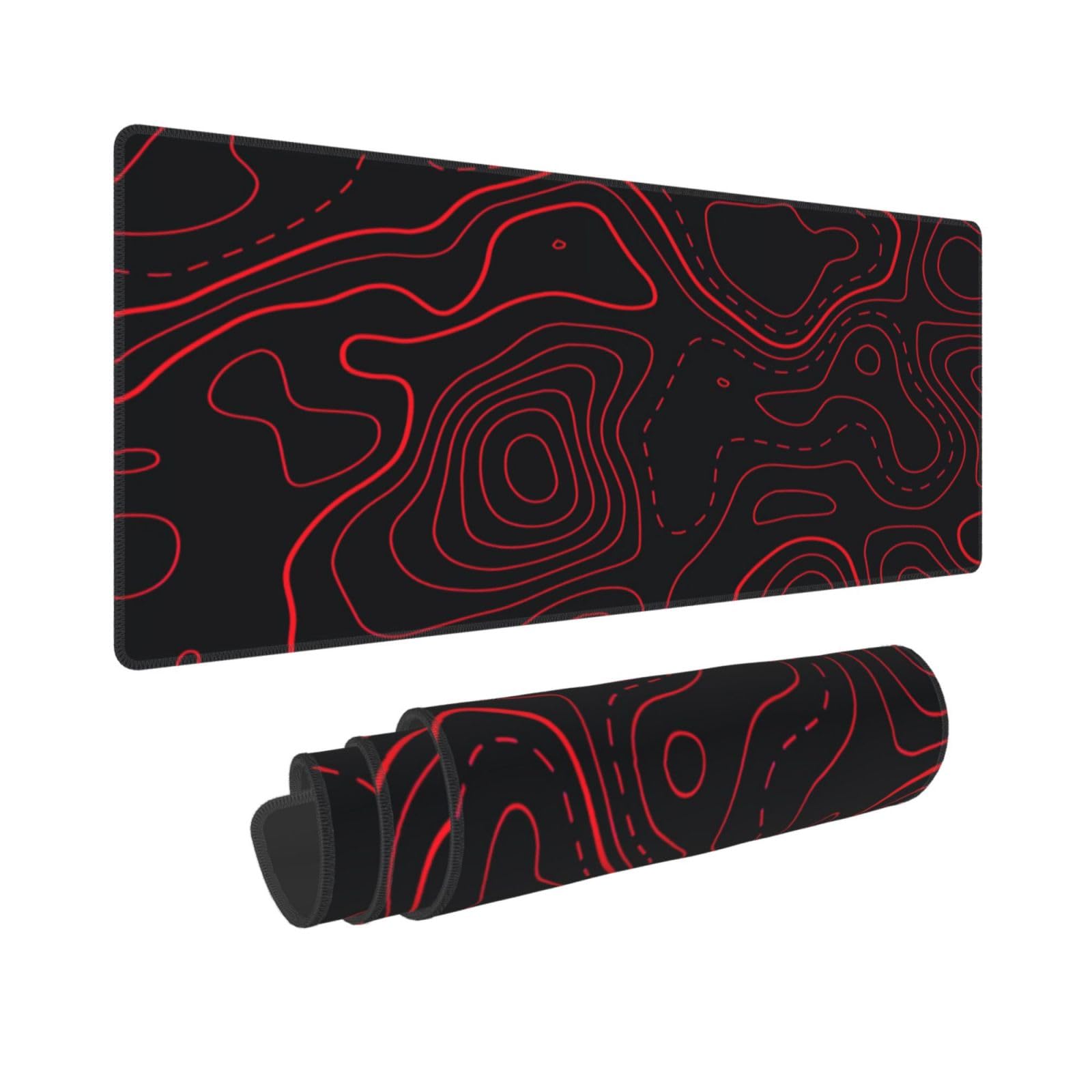 Desk Setup Red - Kırmızı Siyah Topografik Oyun Mouse Pad
