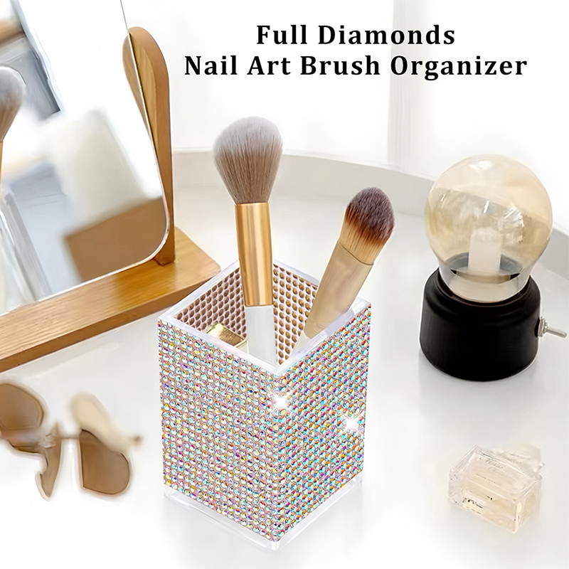 Desk Setup Equipment - 【M】3 Bölmeli Bling Kalemlik, Makyaj Fırçası