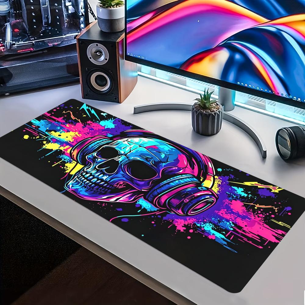 Desk Setup Headphones - Neon Kafatası Kulaklık Genişletilmiş Oyun Mouse
