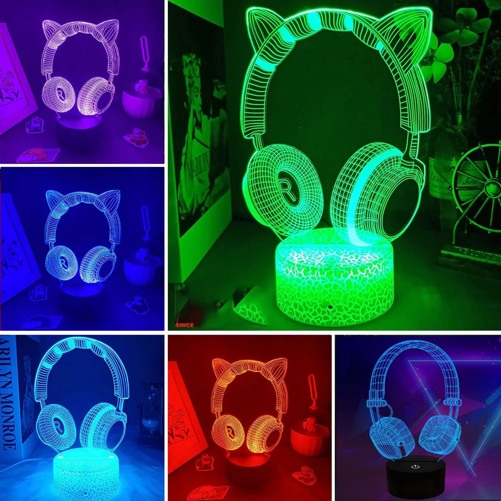 Desk Setup Headphones - Yeni kulaklıklar 3D Illusion gece işık