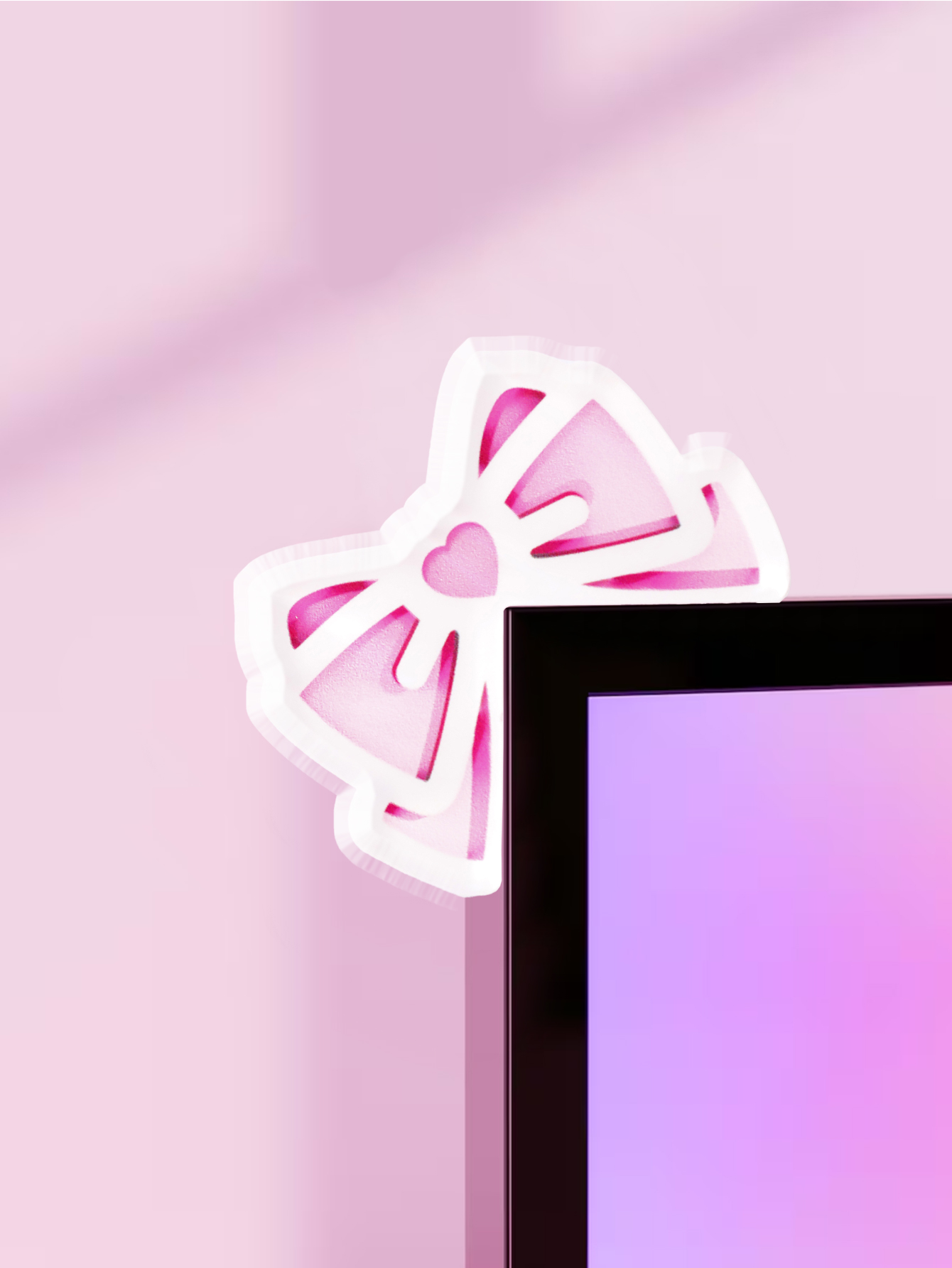 Desk Setup Pegboard - Kawaii Fiyonklu Monitör Süsü, Pembe Akrilik