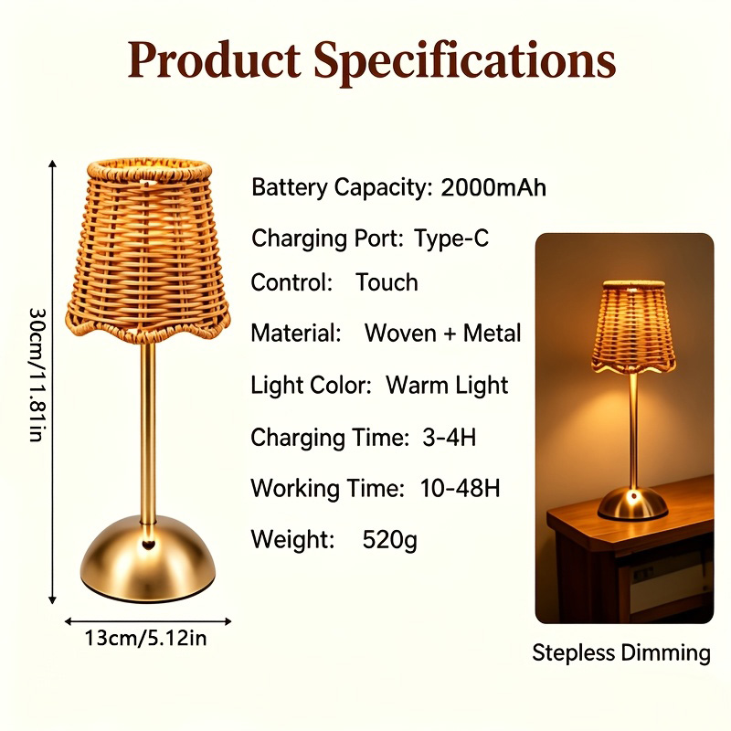 Bohem Dokuma Rattan Sanat Masa - Desk Setup Lighting incelemesi ve fiyatı